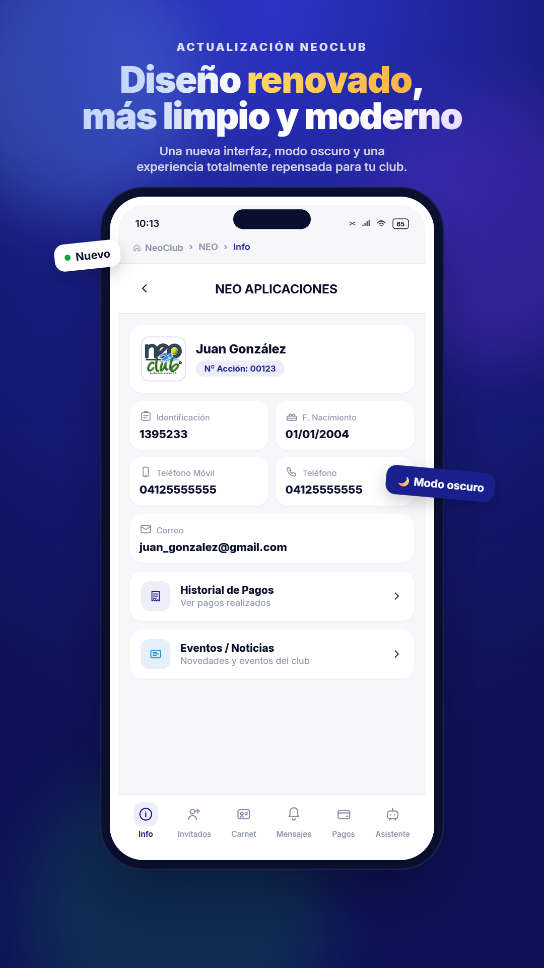 NeoCLUB App - Diseño renovado