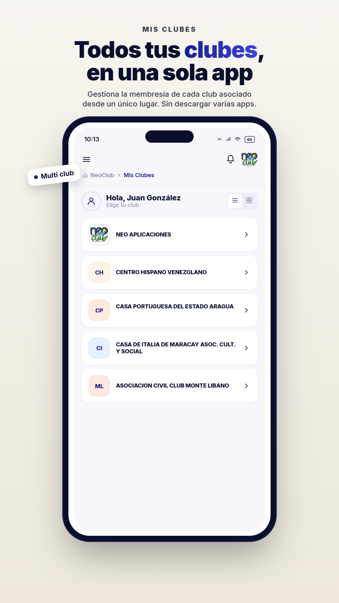 NeoCLUB App - Mis clubes