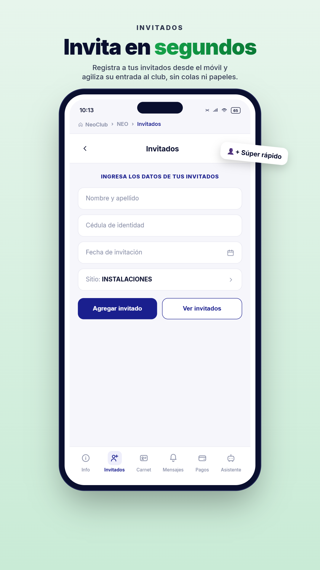 NeoCLUB App - Gestión de invitados