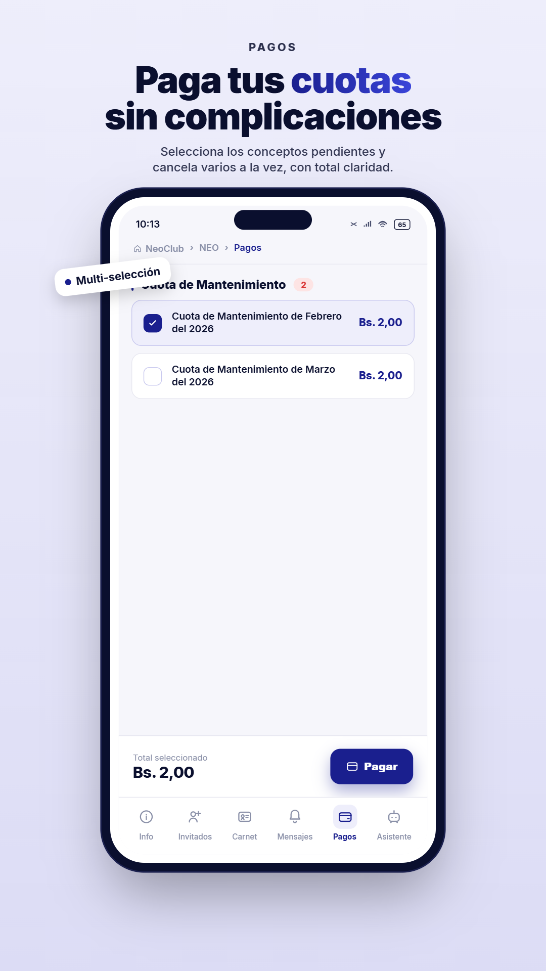 NeoCLUB App - Pagos en línea