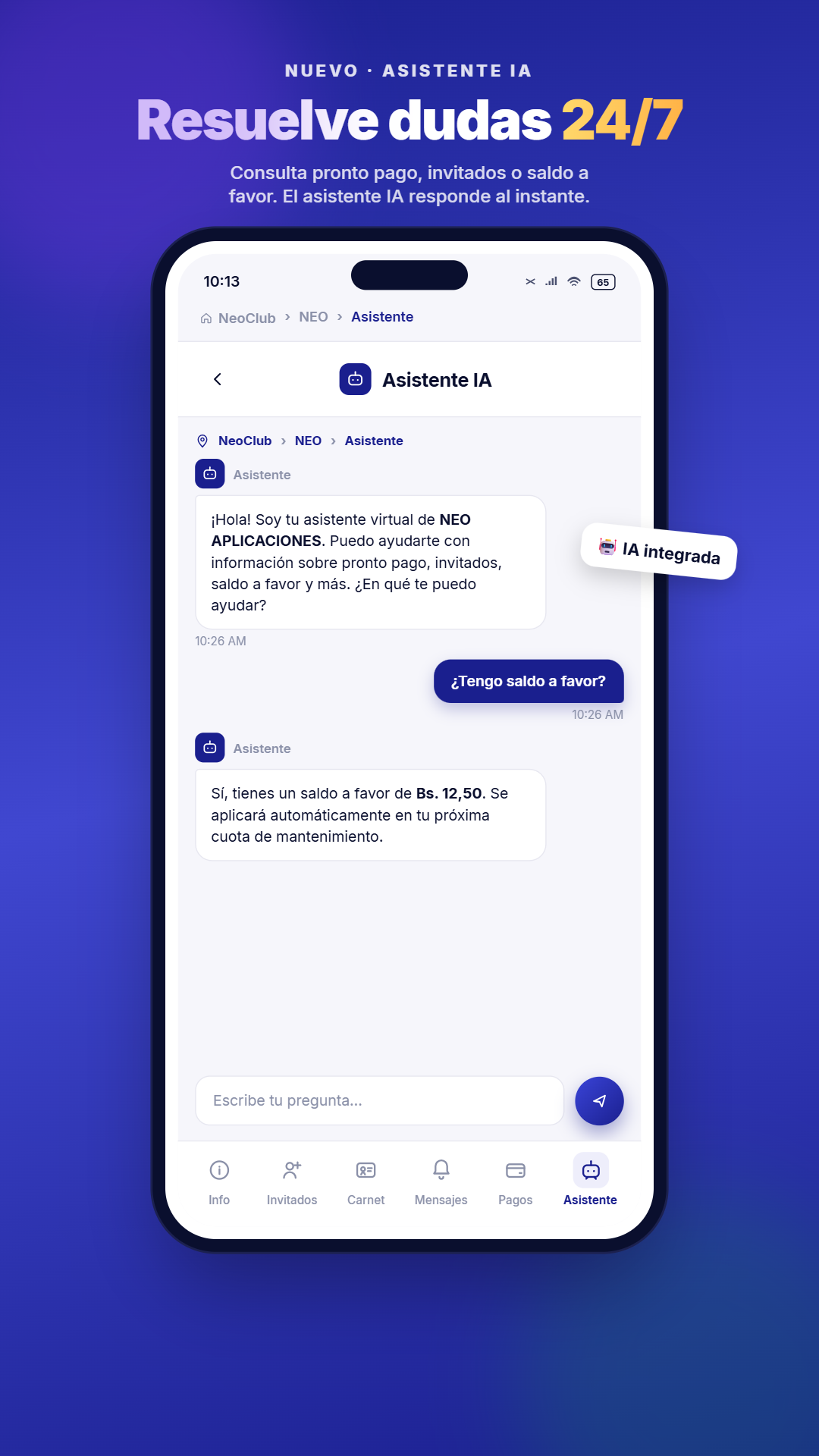 NeoCLUB App - Asistente con Inteligencia Artificial